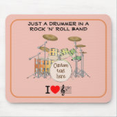 MOUSE PAD -Drummer-Rock 'n' Roll Band: Org/Yel/Grn (Front)