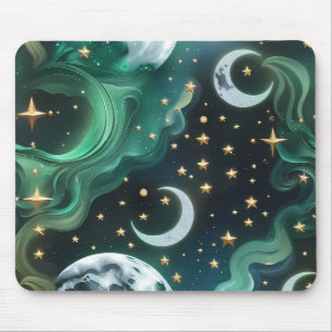 Mouse Pad - Emerald Green Celestial Moon