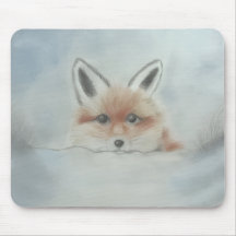 Mouse pad, fox cub in winter