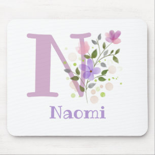 Mouse Pad Initial Plus Name & Flowers Design
