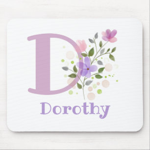 Mouse Pad Initial Plus Name & Flowers Design