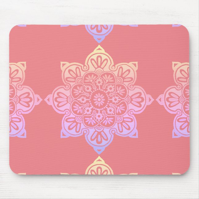 Mouse pad, peach with pastel medallion mouse pad (Front)