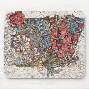 MOUSE PAD : WILLIAM MORRIS : HONEYSUCKLE + TULIP