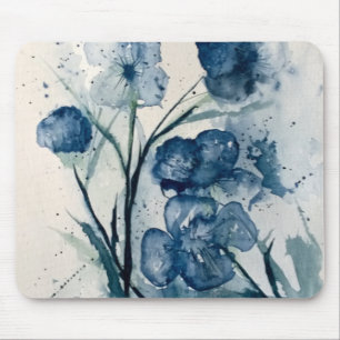 Mouse Pad with blue floral painting