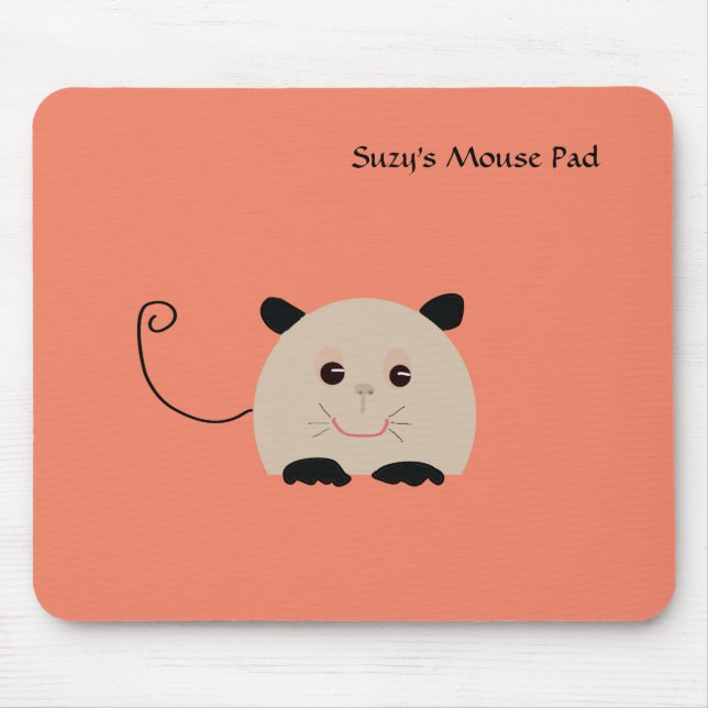 Mouse Pad with Cute Illustrated Mouse (Front)