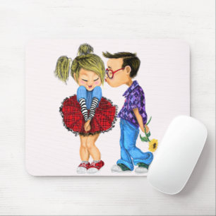 Mouse Pad with Romantic Couple Love - Kiss