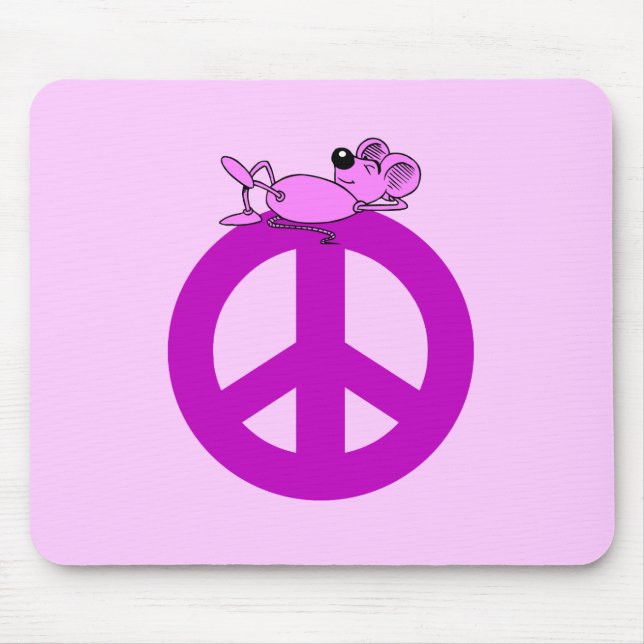 Mouse peace symbol mouse pad (Front)