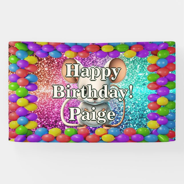 Mouse Personalised character birthday banner (Horizontal)