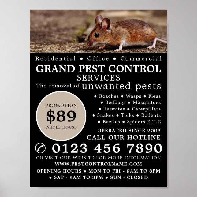 Mouse, Pest Control Advertising Poster (Front)