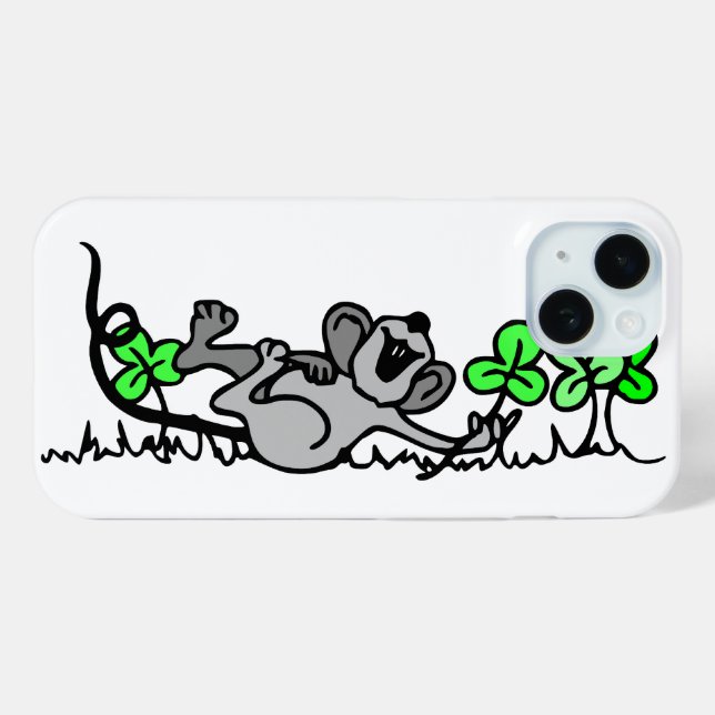 Mouse Playing In Shamrocks Case-Mate iPhone Case (Back (Horizontal))
