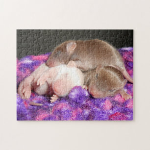Mouse Puzzle:  3 Baby Mice Jigsaw Puzzle