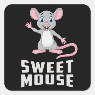 Mouse Rat Animal Cheese Love Pet Funny Gift Idea Square Sticker
