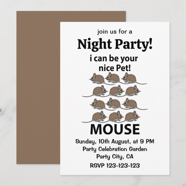 Mouse Rat Animal I Can Be Your Nice Pet Mouse Invitation (Front/Back)