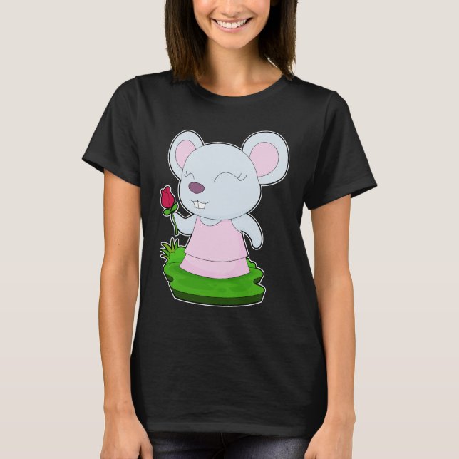 Mouse Rose Flower T-Shirt (Front)