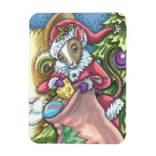 MOUSE SANTA BRINGS GOOD CATS CHRISTMAS GIFTS, Cute Magnet