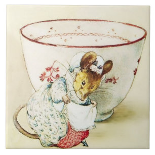 “Mouse Seamstress and Teacup” by Beatrix Potter Ceramic Tile