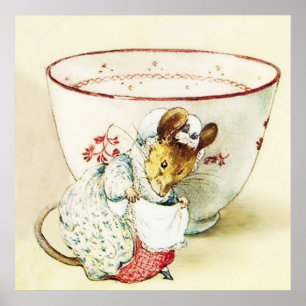 “Mouse Seamstress and Teacup” by Beatrix Potter Poster