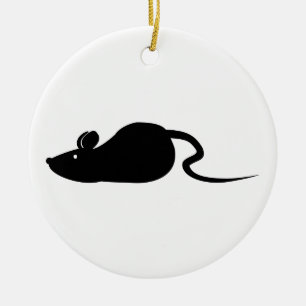 Mouse Silhouette Ceramic Tree Decoration