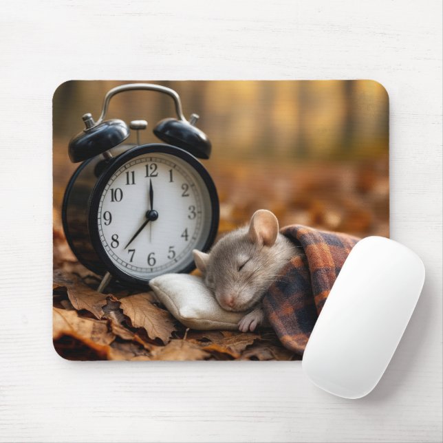 Mouse Sleeping By an Alarm Clock Pad (With Mouse)