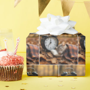 Mouse Sleeping By an Alarm Clock Wrapping Paper