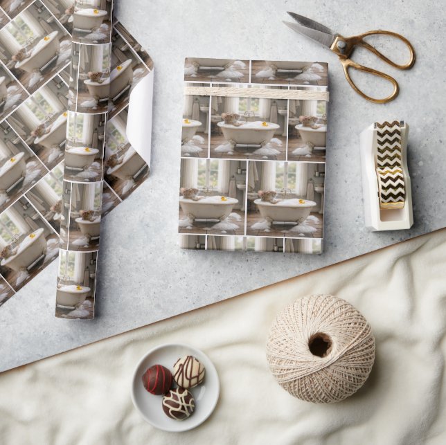 Mouse Soaking in a Bubble Bath Wrapping Paper (Crafts)