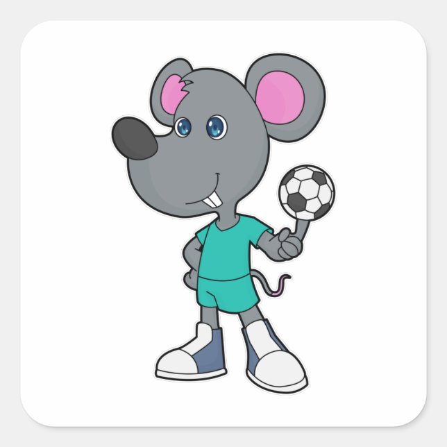 Mouse Soccer player Soccer Square Sticker (Front)