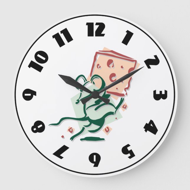 Mouse Stealing Cheese Funny Cute Rodent Large Clock (Front)