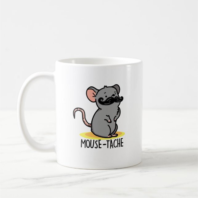 Mouse-tache Funny Mouse Pun  Coffee Mug (Left)