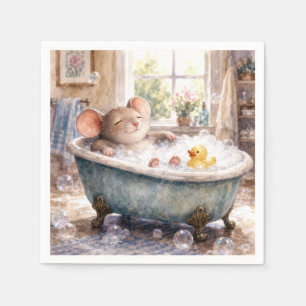 Mouse Taking a Bubble Bath Napkin