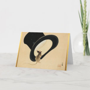 Mouse Top Hat Chinese New Year Rat Zodiac BirthD C Holiday Card