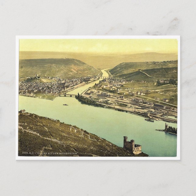 Mouse Tower and Rossel, Bingen, the Rhine, Germany Postcard (Front)