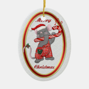 Mouse Tunes Santa Ceramic Tree Decoration