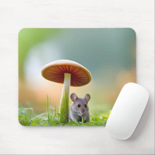 Mouse Under A Mushroom Mouse Pad