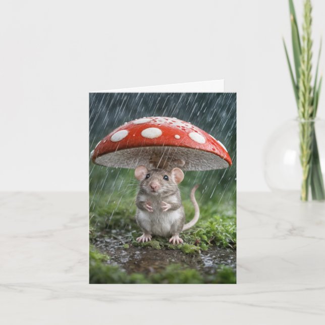 Mouse Under a Mushroom Note Card (Front)