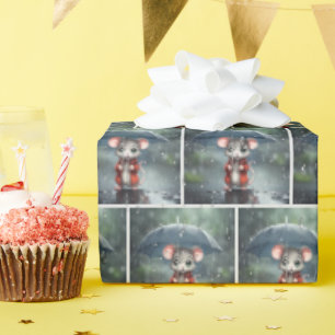 Mouse Under an Umbrella Wrapping Paper
