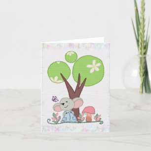 mouse under tree thank you card