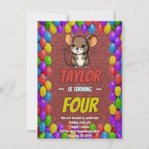 Mouse Unique Personalised Birthday Invite Kids