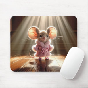Mouse Wearing a Pink Robe and Slippers Mouse Pad
