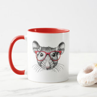 Mouse wearing glasses, mice lovers mug