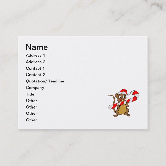Mouse with a Christmas candy cane Business Card (Front)