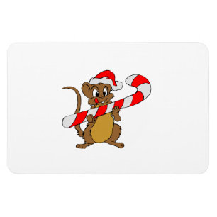 Mouse with a Christmas candy cane Magnet