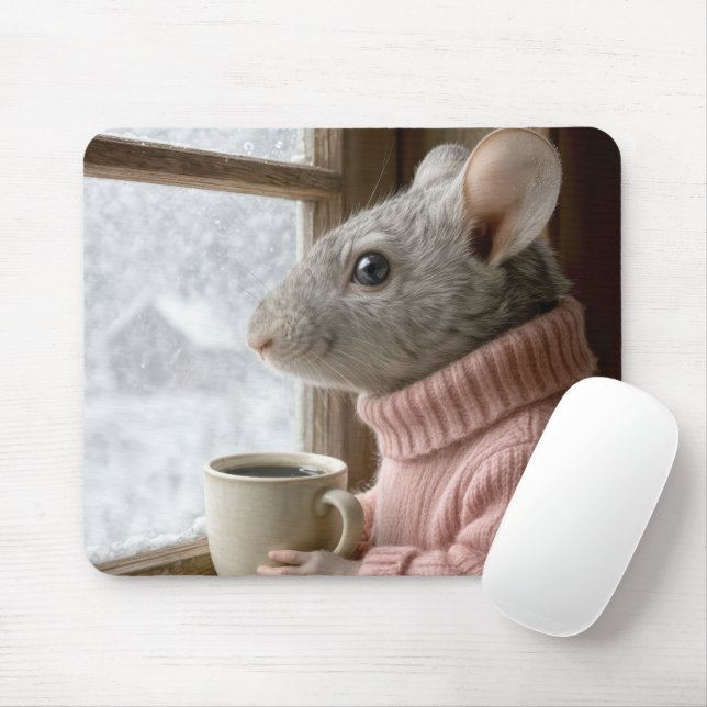Mouse With a Cup of Coffee Mouse Pad (With Mouse)