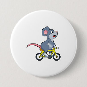 Mouse with Bicycle 7.5 Cm Round Badge