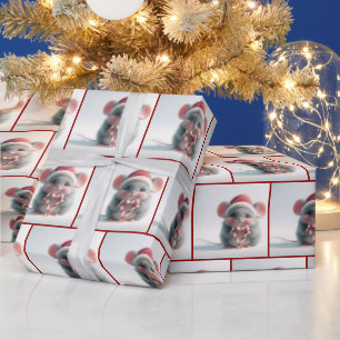 Mouse With Candy Cane Heart Wrapping Paper