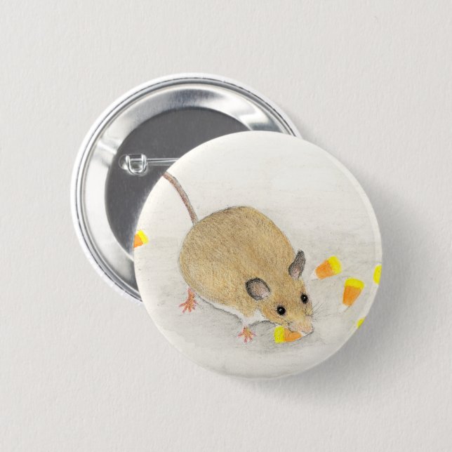 Mouse with Candy Corns 6 Cm Round Badge (Front & Back)