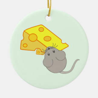 Mouse with Cheese Ceramic Ornament