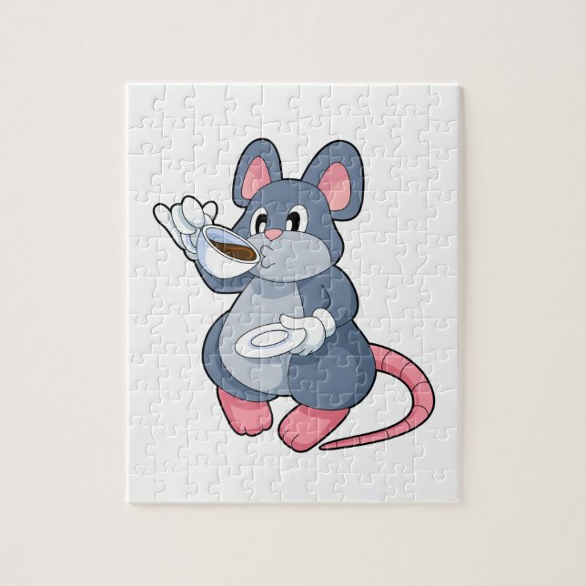 Mouse with Coffee Cup Jigsaw Puzzle (Vertical)