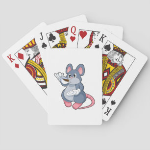 Mouse with Coffee Cup Playing Cards