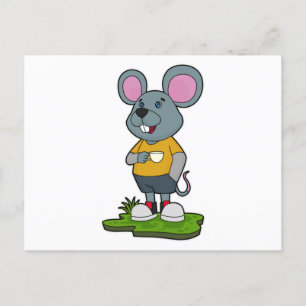 Mouse with Coffee cup Postcard