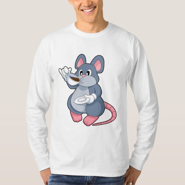 Mouse with Coffee Cup T-Shirt (Front)